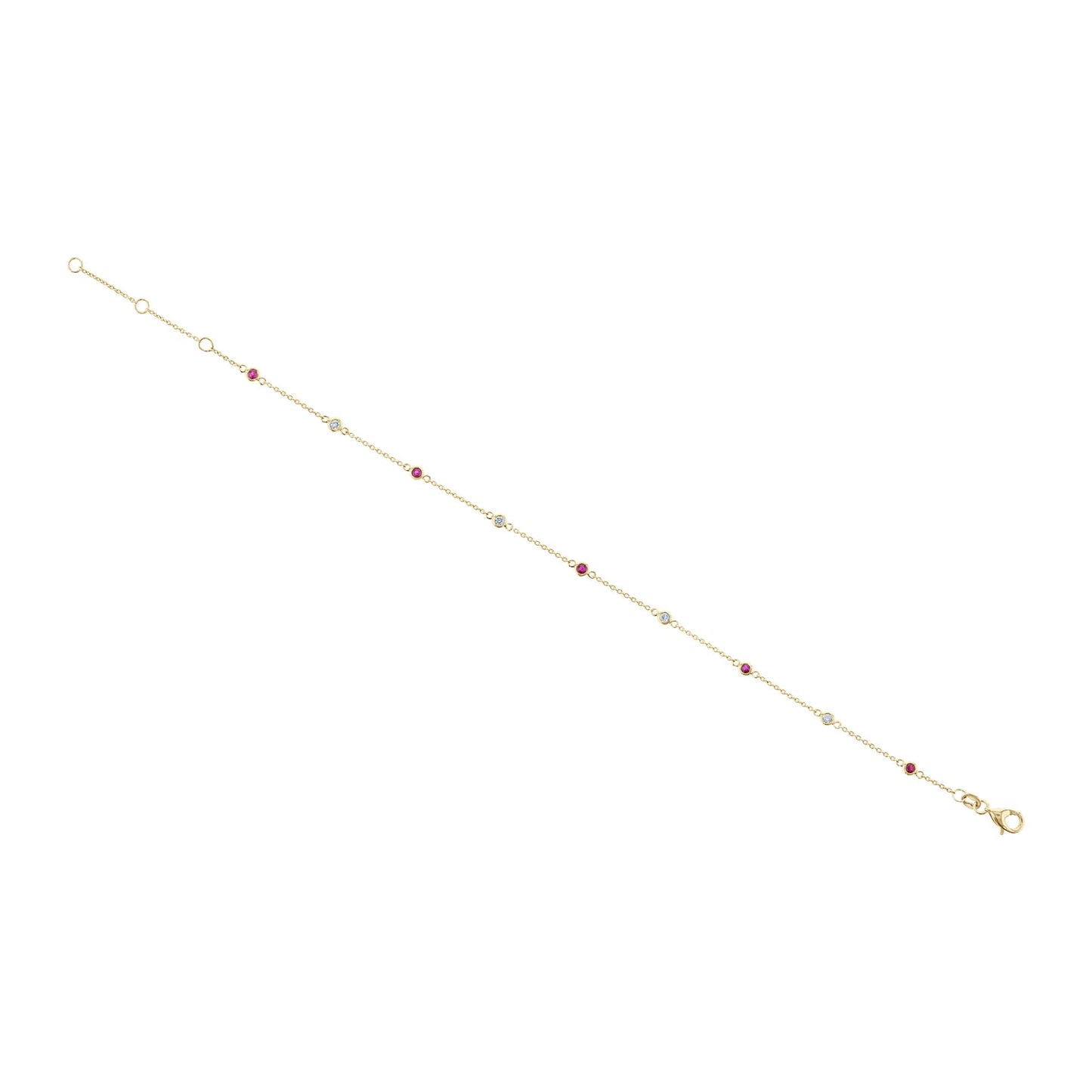 Orchid Ruby & Diamond Bezel Chain Bracelet