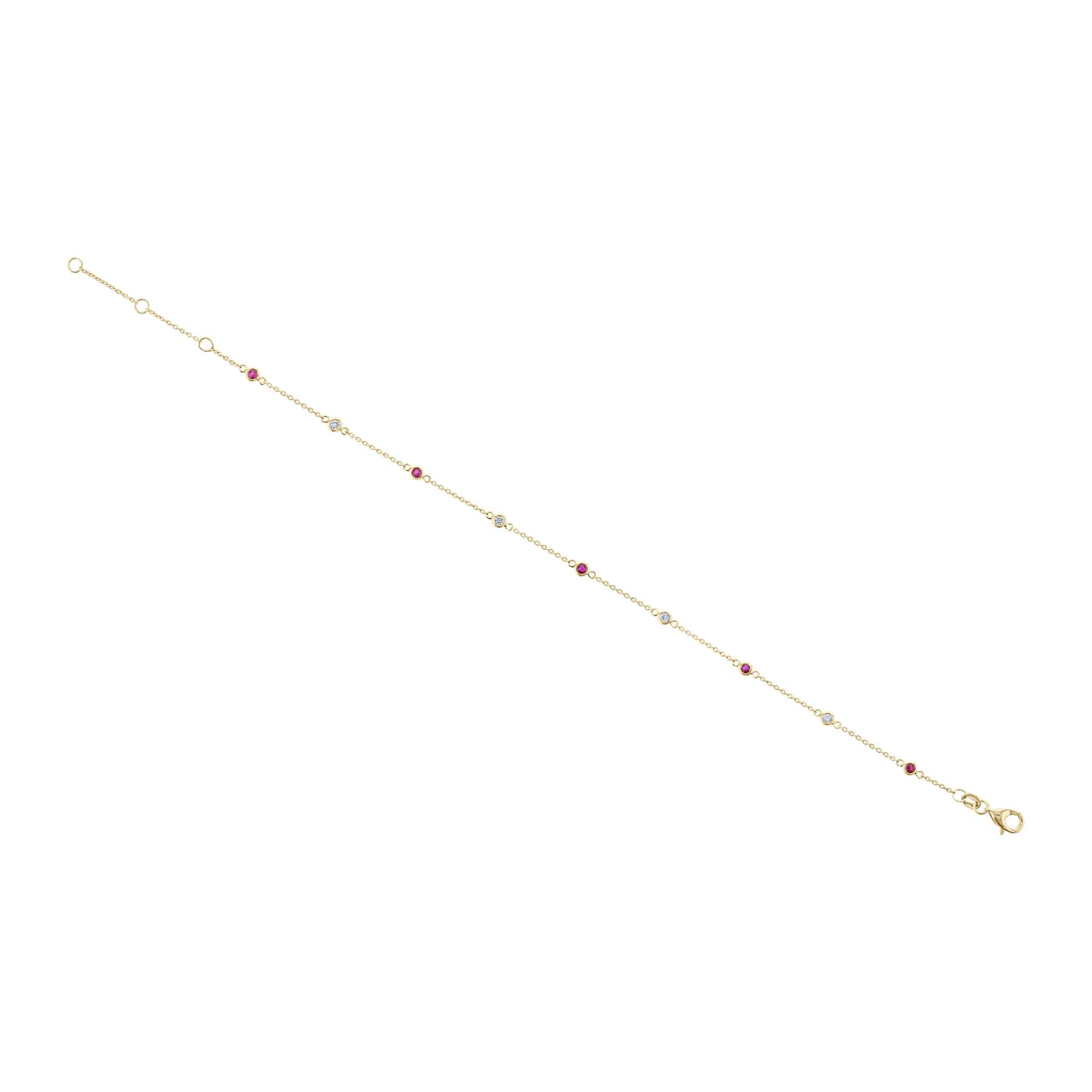 Orchid Ruby & Diamond Bezel Chain Bracelet