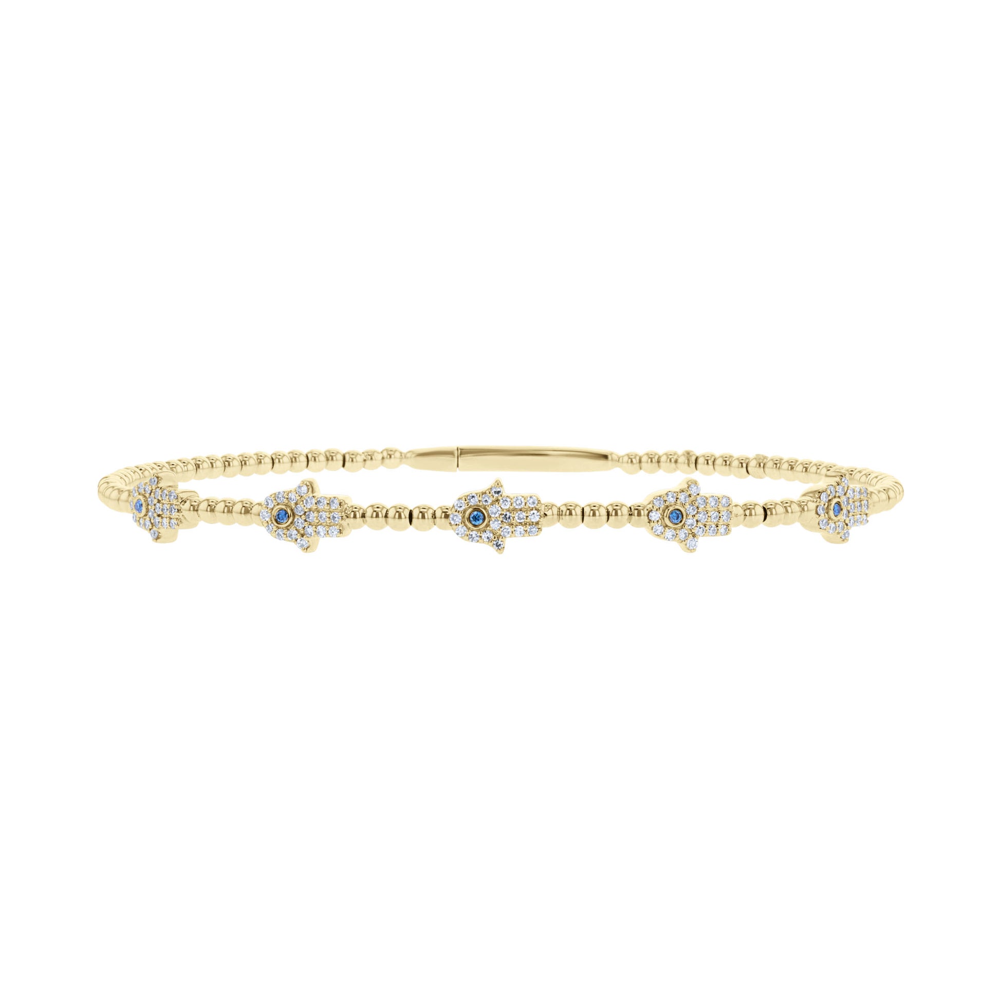 Hamsa Diamond & Sapphire Bangle Bracelet