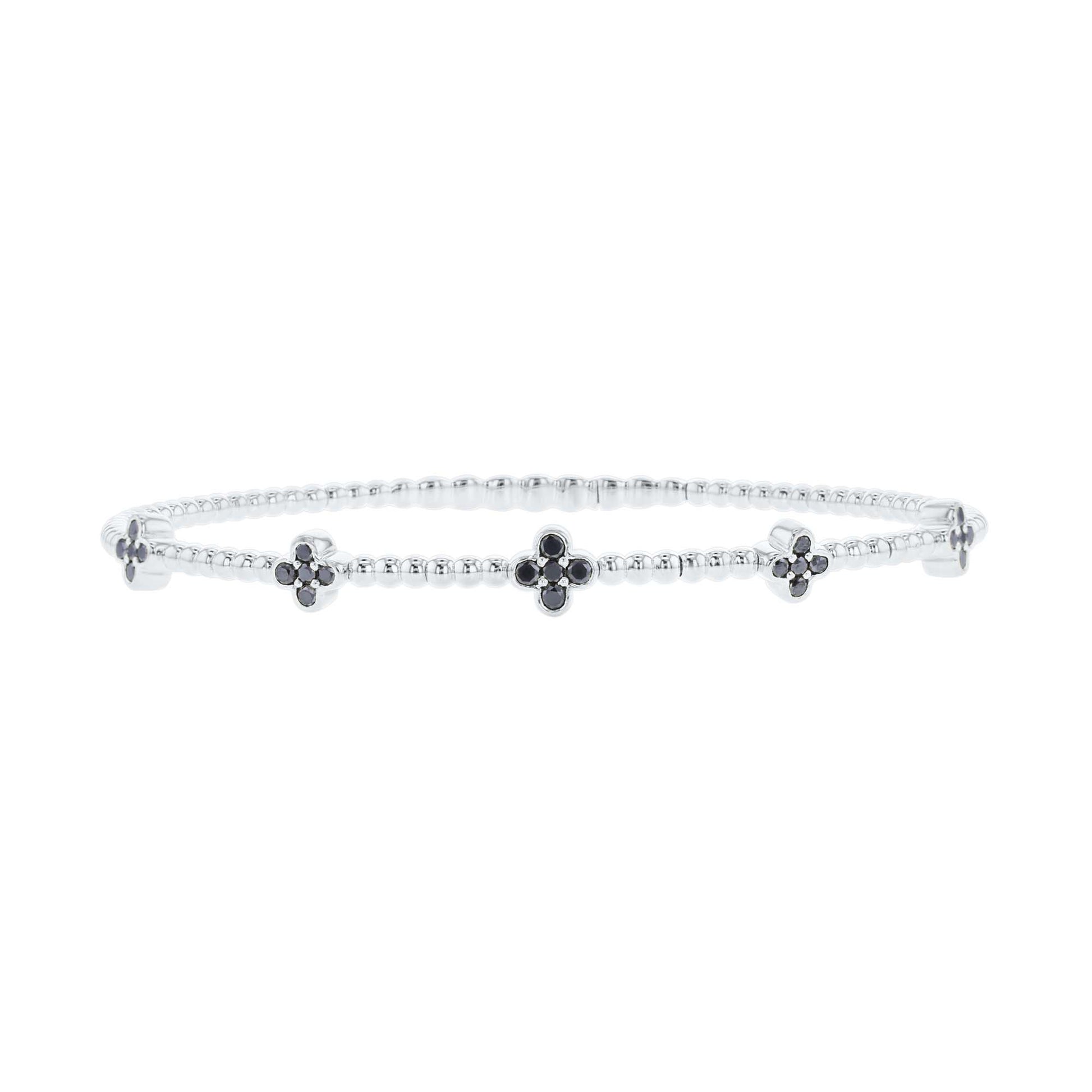 Charismatic Clover Black Diamond Bangle Bracelet