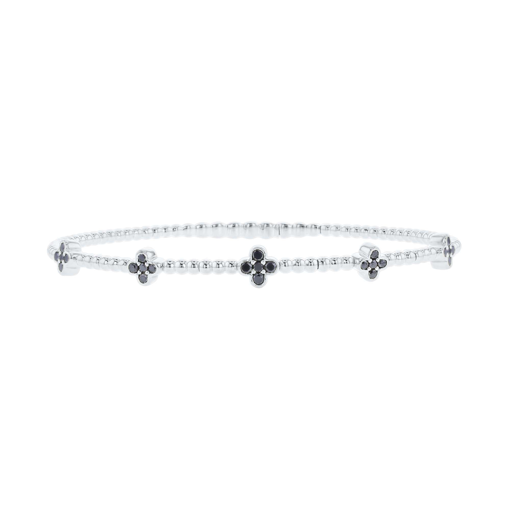 Charismatic Clover Black Diamond Bangle Bracelet