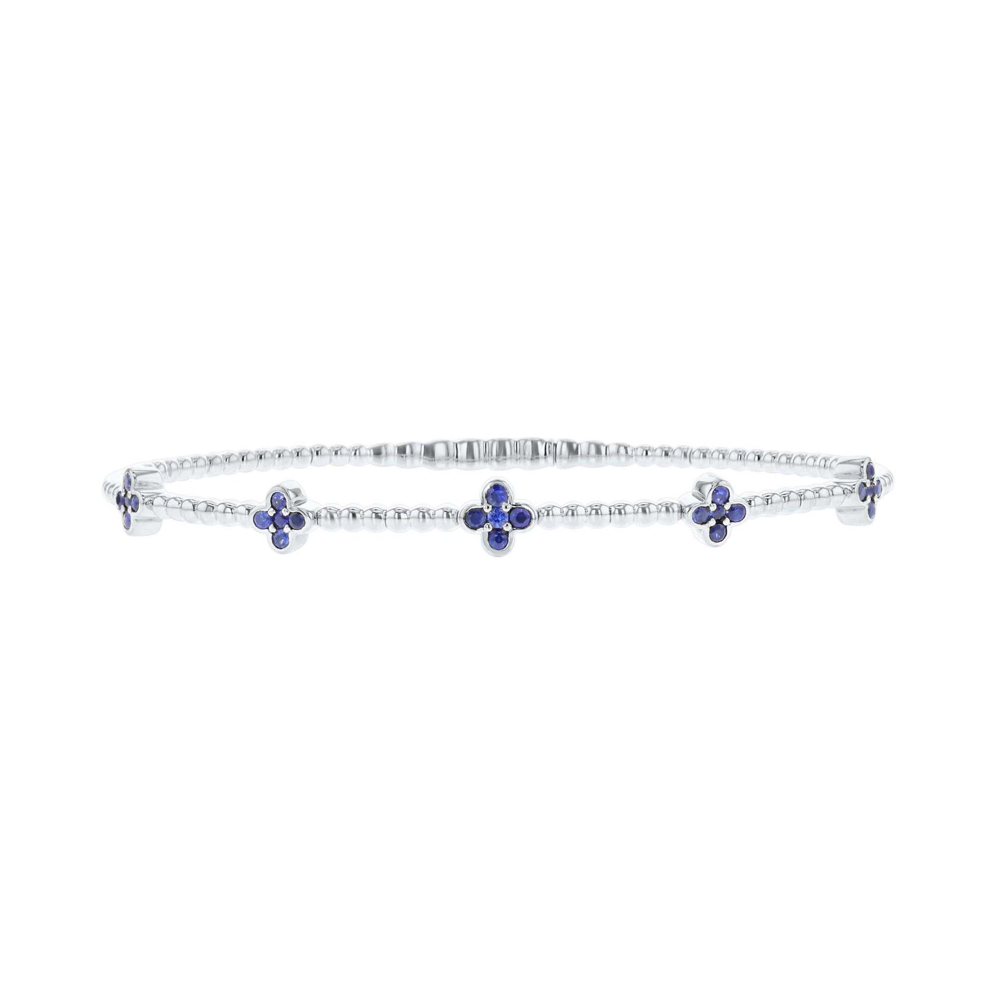 Charismatic Clover Sapphire Bangle Bracelet