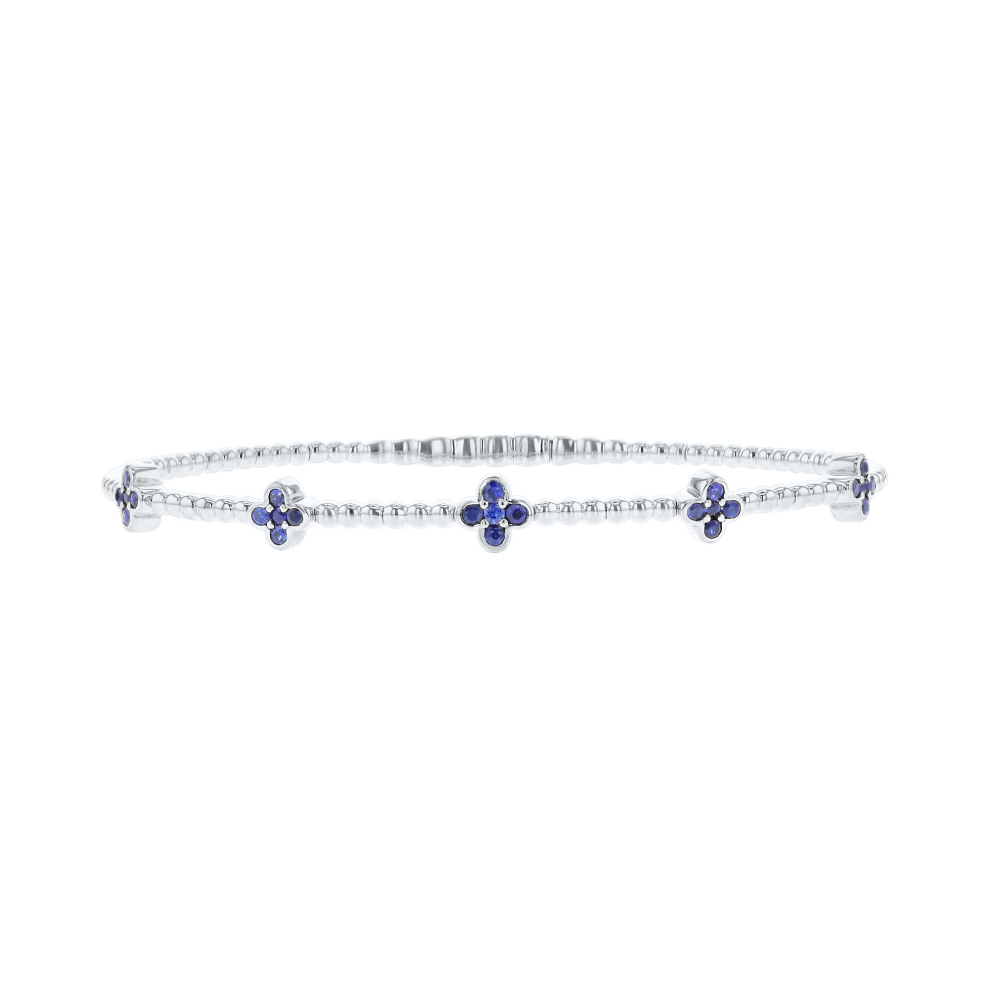 Charismatic Clover Sapphire Bangle Bracelet