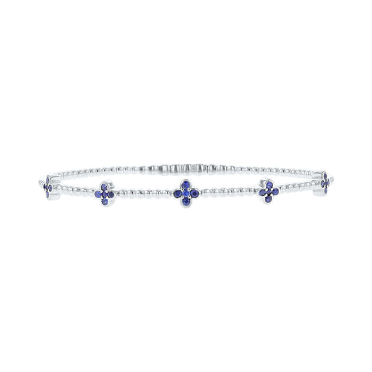 Charismatic Clover Sapphire Bangle Bracelet