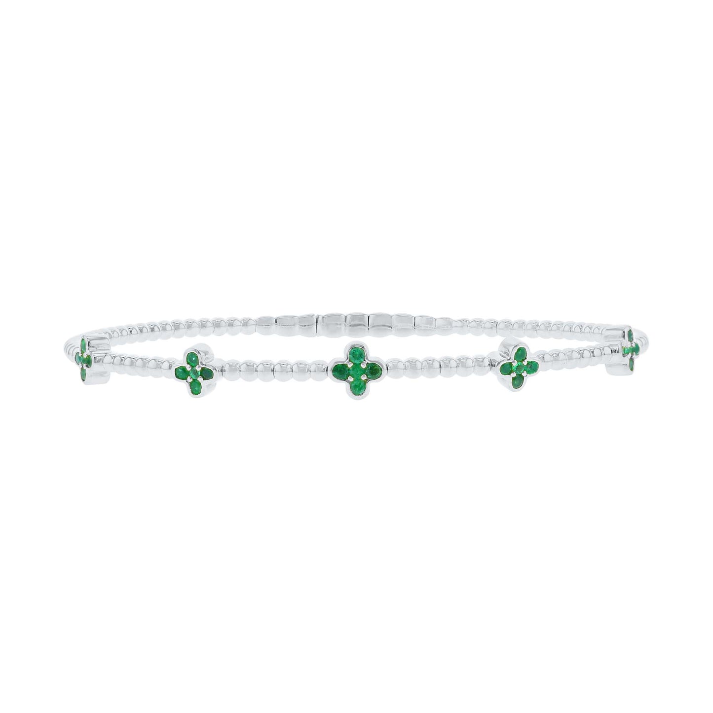Charismatic Clover Emerald Bangle Bracelet