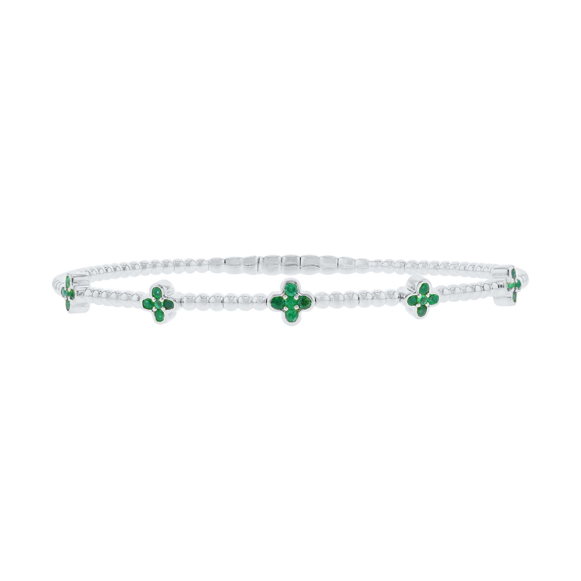 Charismatic Clover Emerald Bangle Bracelet
