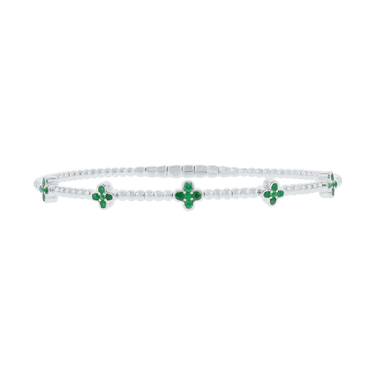 Charismatic Clover Emerald Bangle Bracelet