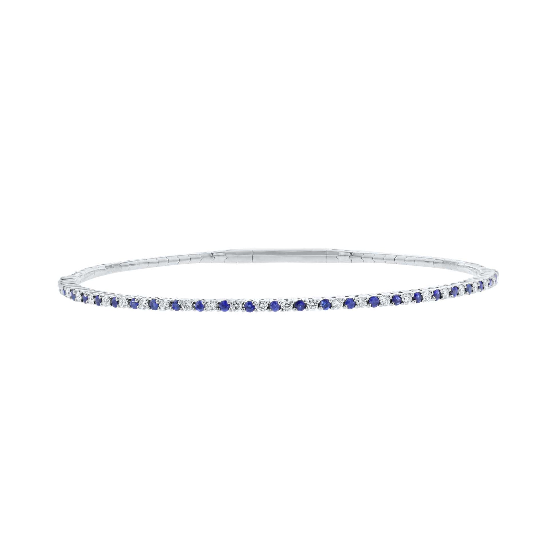 Silver Pretty & Pave Sapphire & Diamond Bangle Bracelet