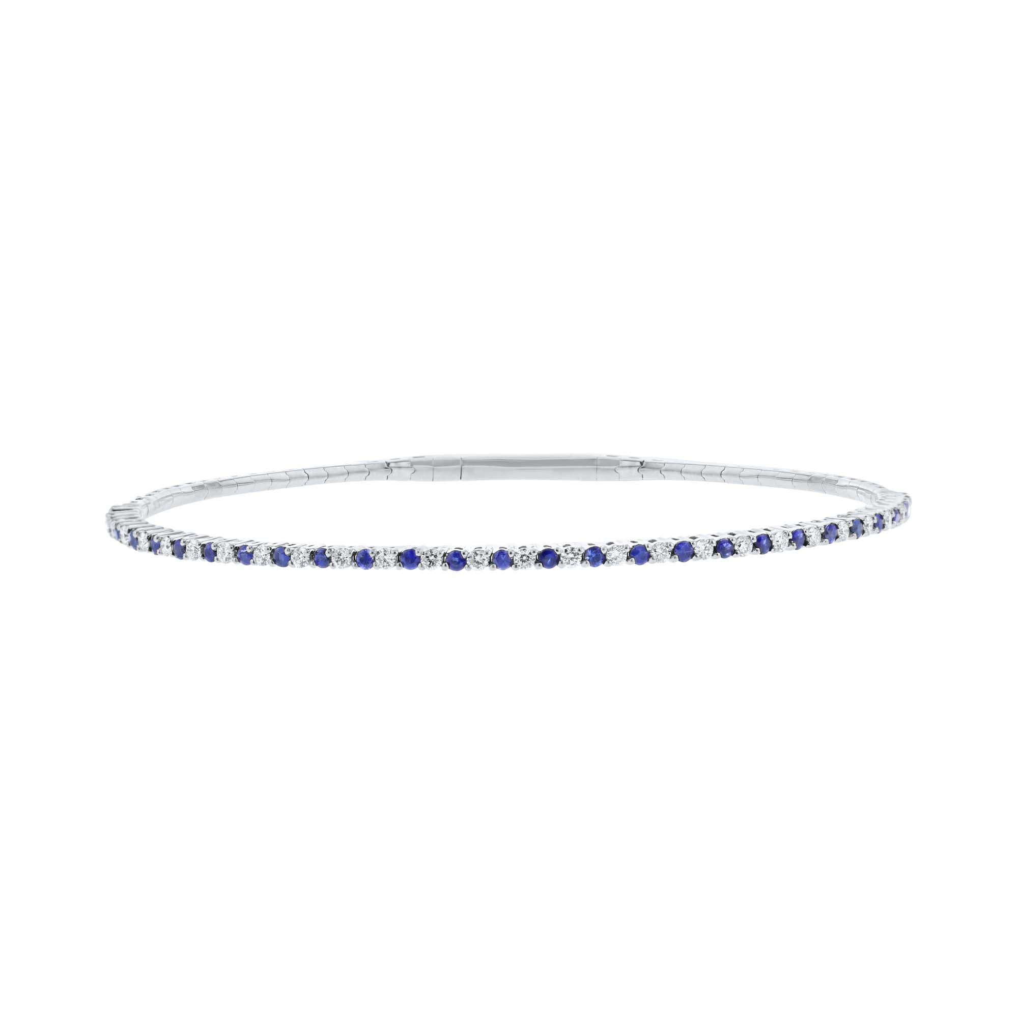 Silver Pretty & Pave Sapphire & Diamond Bangle Bracelet