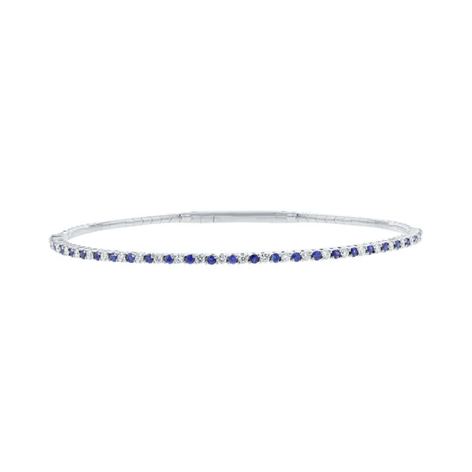 Silver Pretty & Pave Sapphire & Diamond Bangle Bracelet