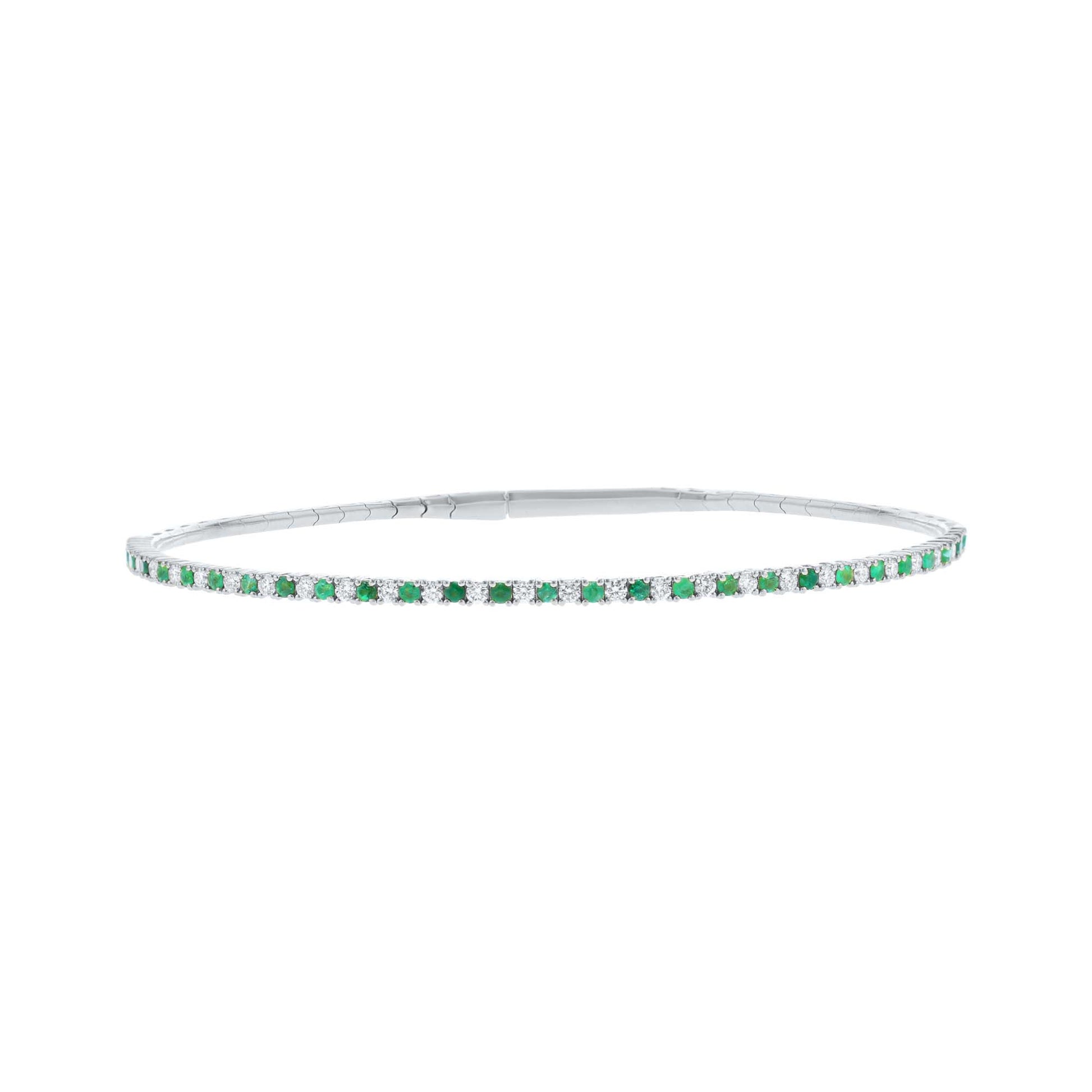 Silver Pretty in Pave Emerald & Diamond Bangle Bracelet