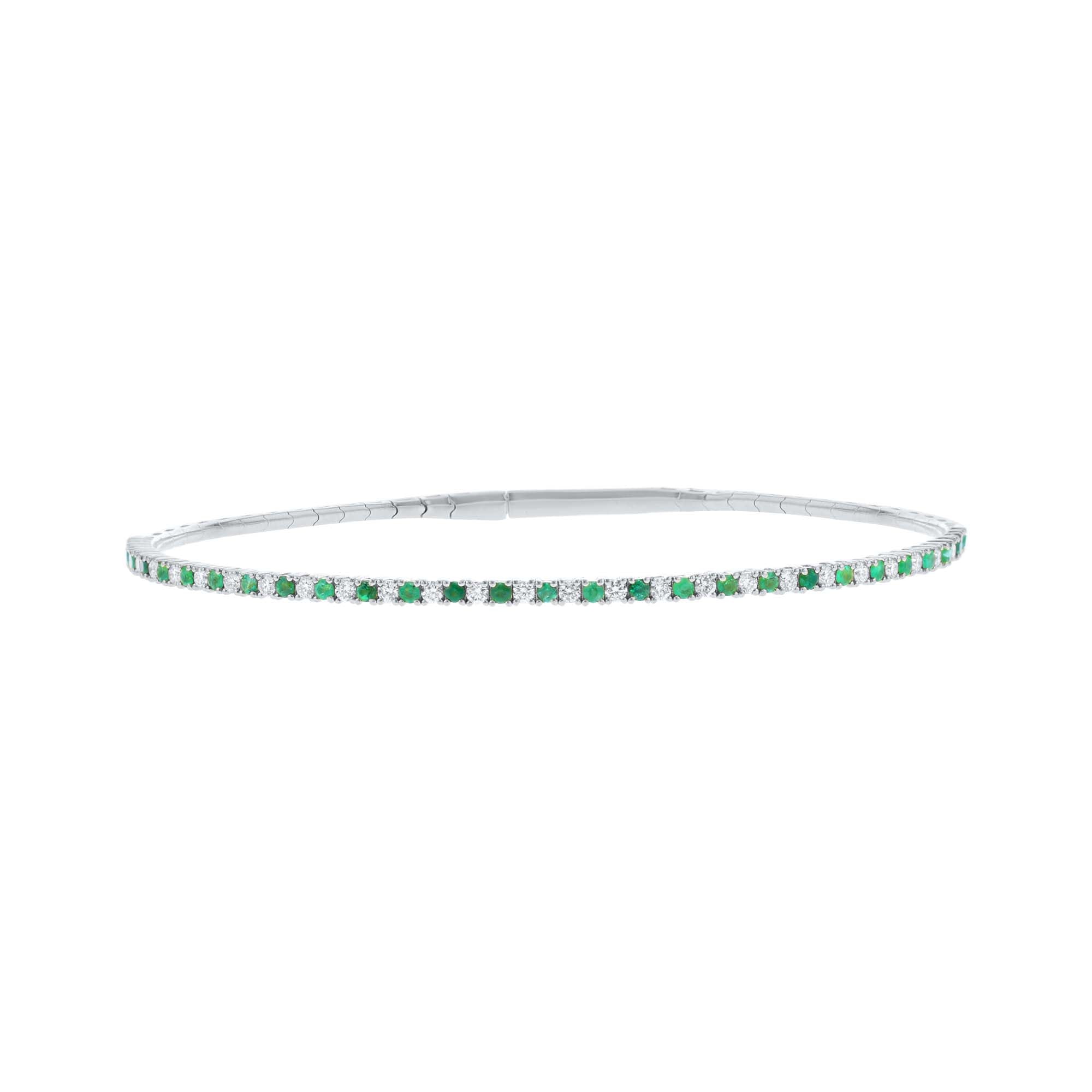 Silver Pretty in Pave Emerald & Diamond Bangle Bracelet