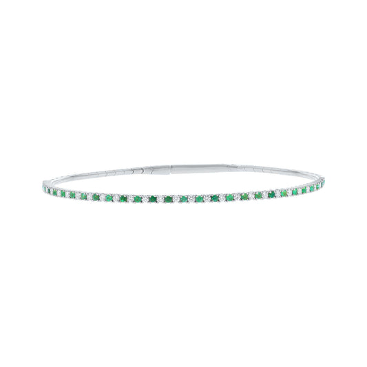 Silver Pretty in Pave Emerald & Diamond Bangle Bracelet