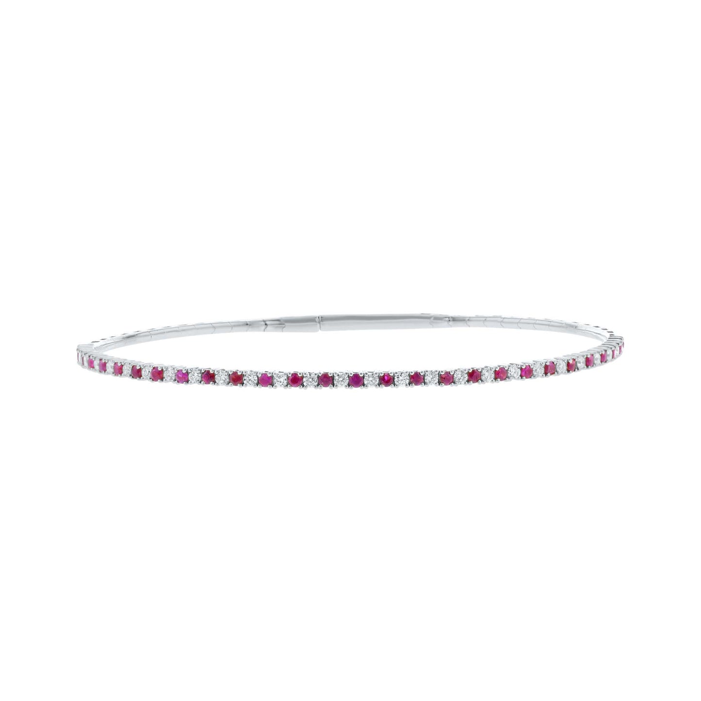 Silver Pretty in Pave Ruby & Diamond Bangle Bracelet