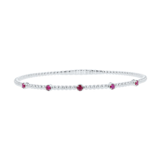 Seductive Station Ruby Bangle Bracelet