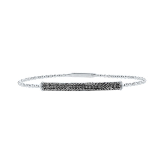 Beaming Bar Black Diamond Bangle Bracelet