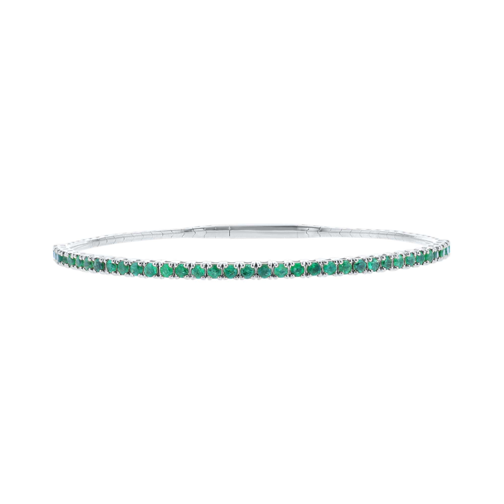Panoramic Pave Emerald Bangle Bracelet