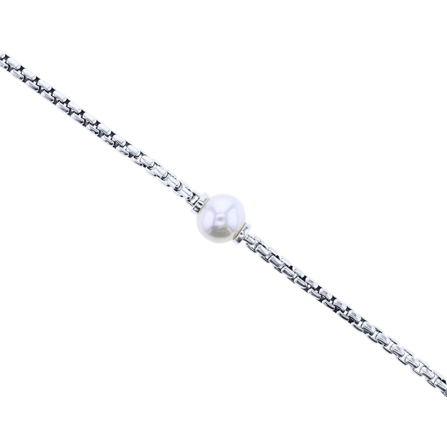 Treasure Pearl Silver Box Chain Bracelet