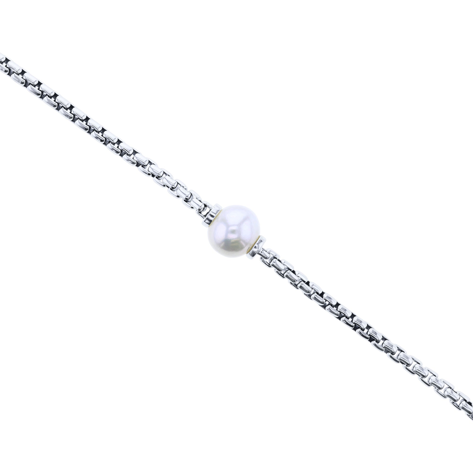 Treasure Pearl Silver Box Chain Bracelet
