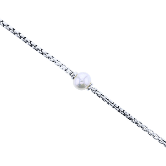 Treasure Pearl Silver Box Chain Bracelet
