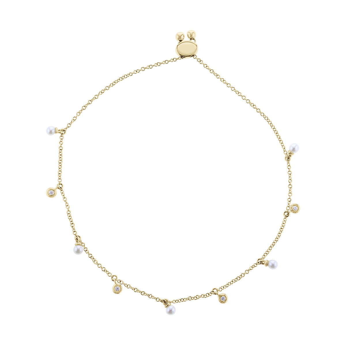 Michelle Pearl & Diamond Bezel Station Bracelet