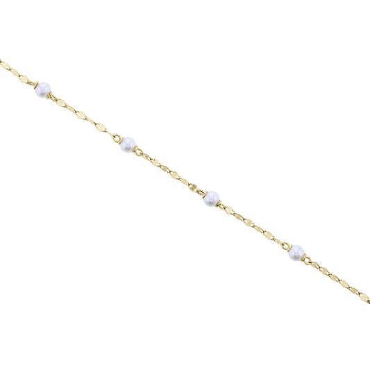 Michelle Pearl Sparkle Chain Station Bracelet