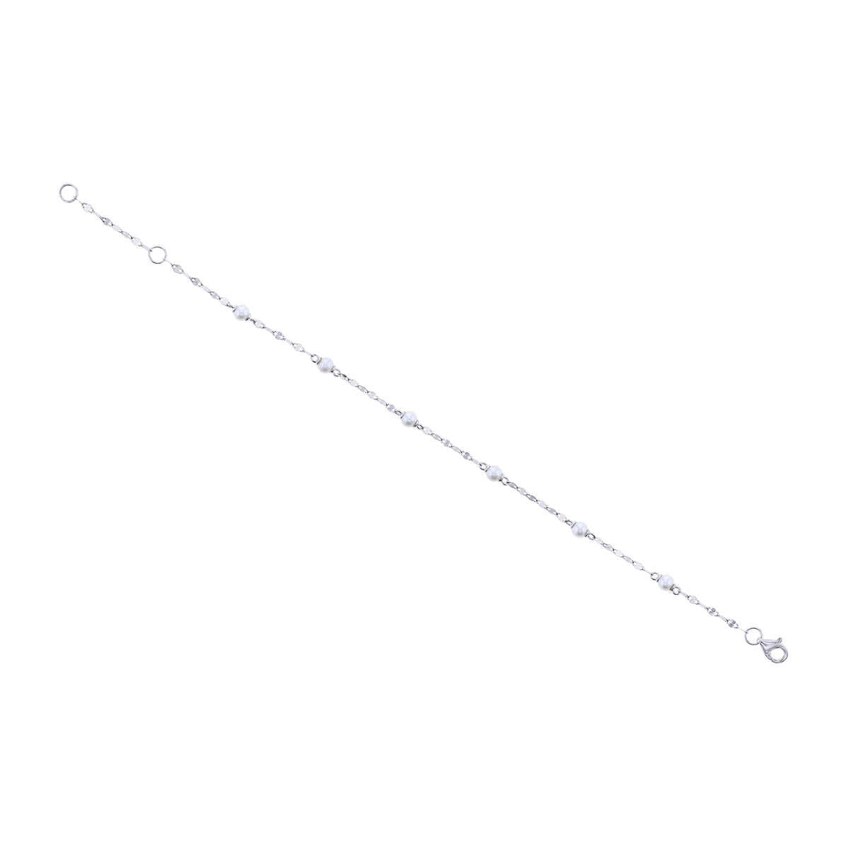 Michelle Pearl Sparkle Chain Station Bracelet