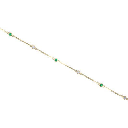 Zinnia Emerald & Diamond Station Bracelet