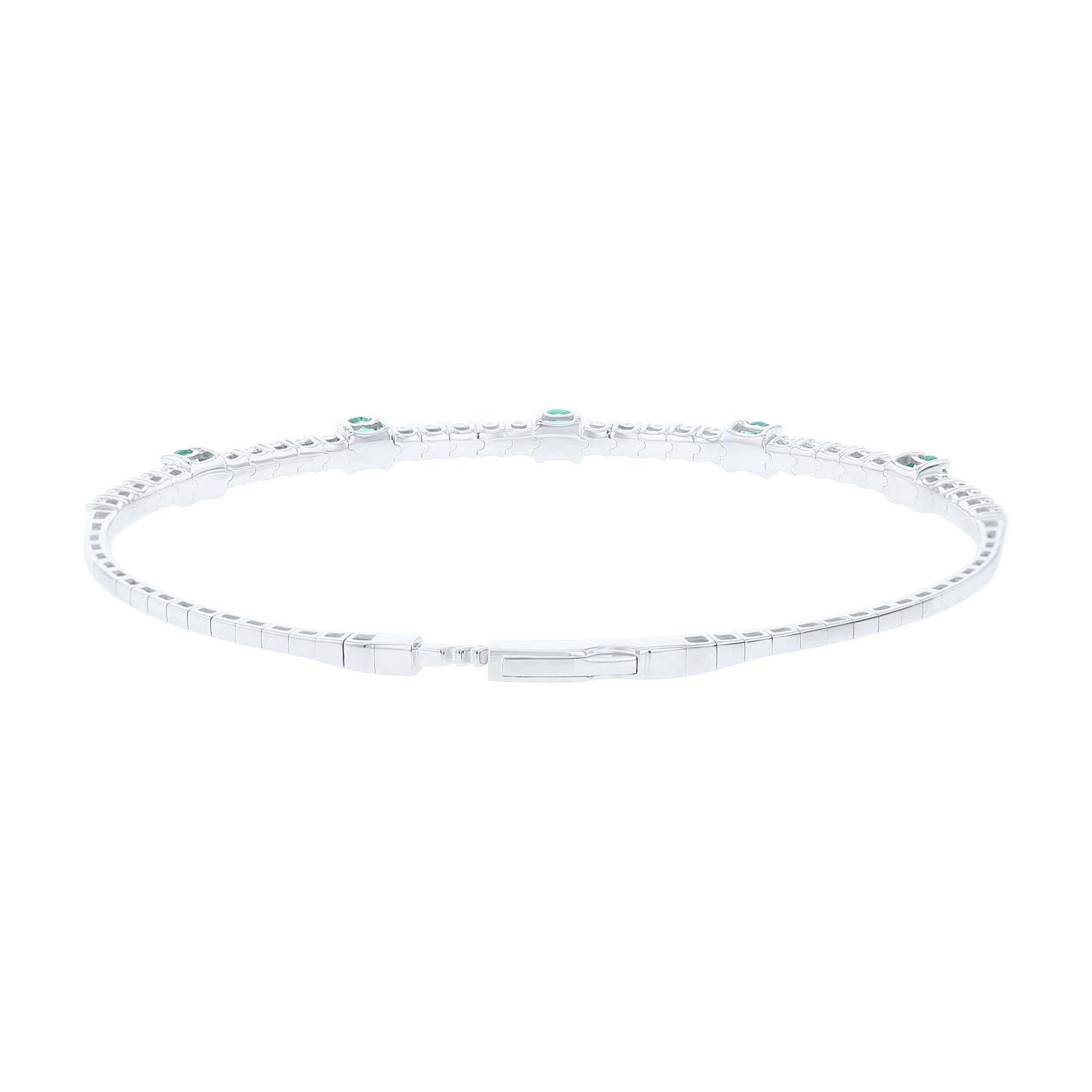 Elara Emerald & Diamond Bangle Bracelet