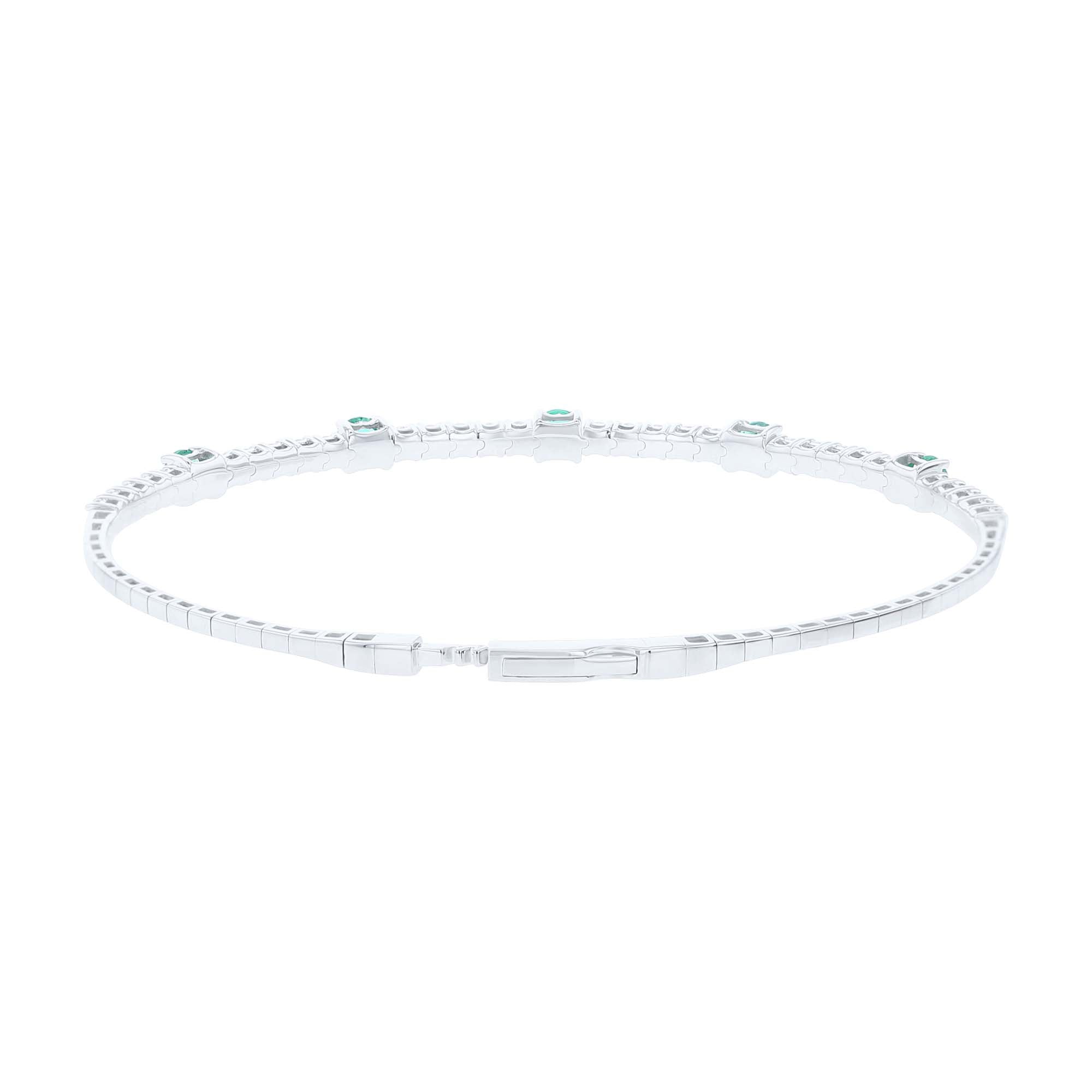 Elara Emerald & Diamond Bangle Bracelet