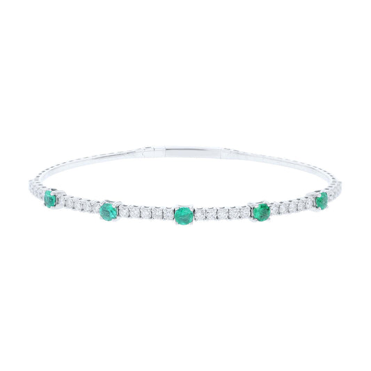 Elara Emerald & Diamond Bangle Bracelet