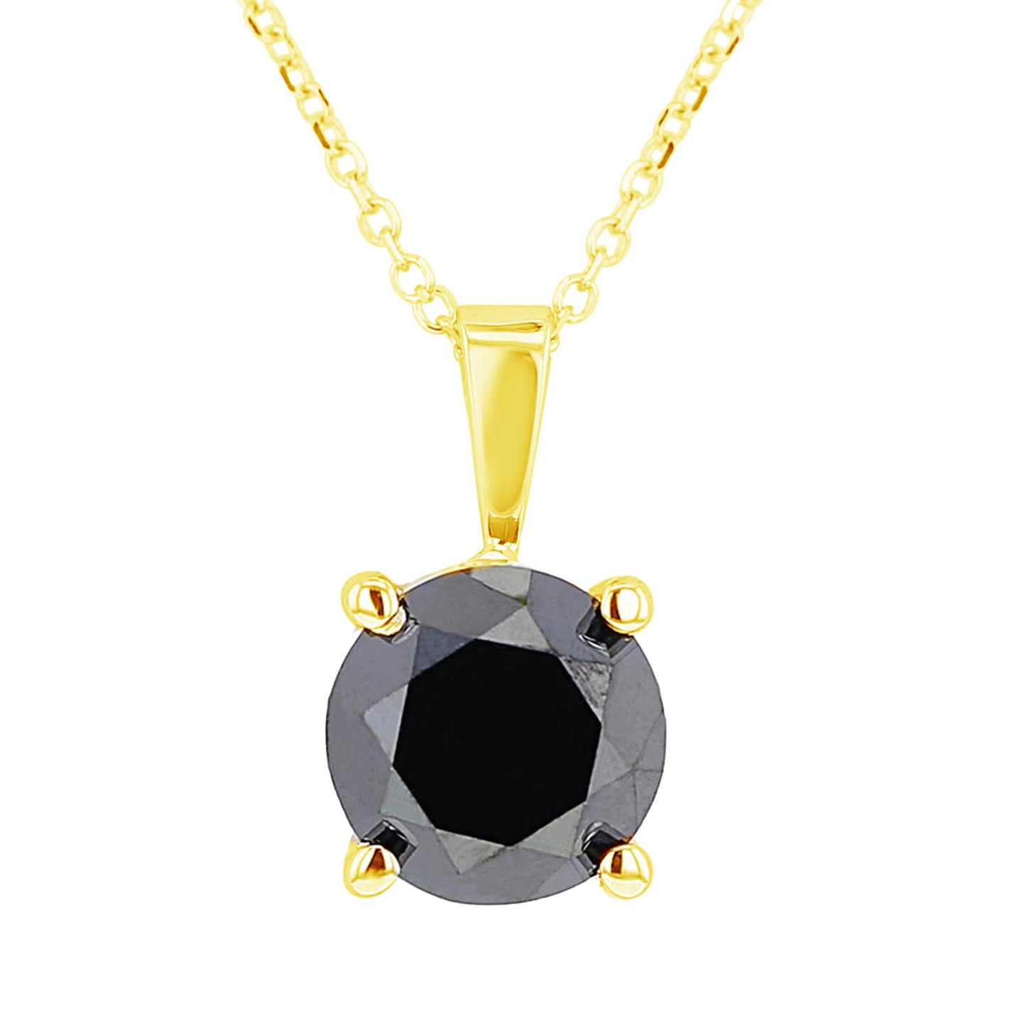 Black Diamond Solitaire Necklace 1 1/2ct