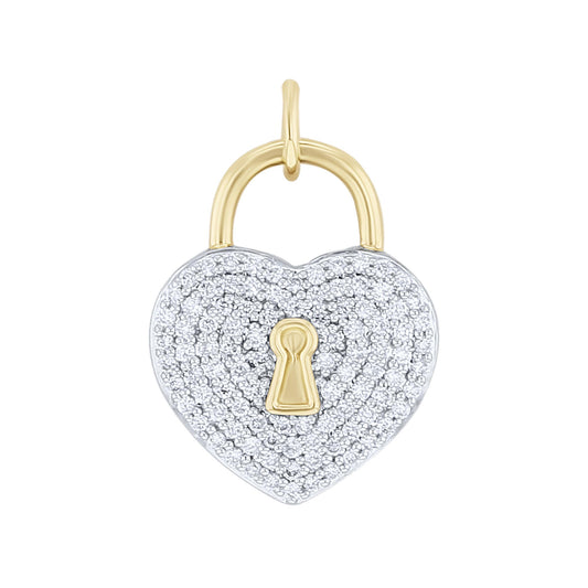 Locked Heart Pave Diamond Charm