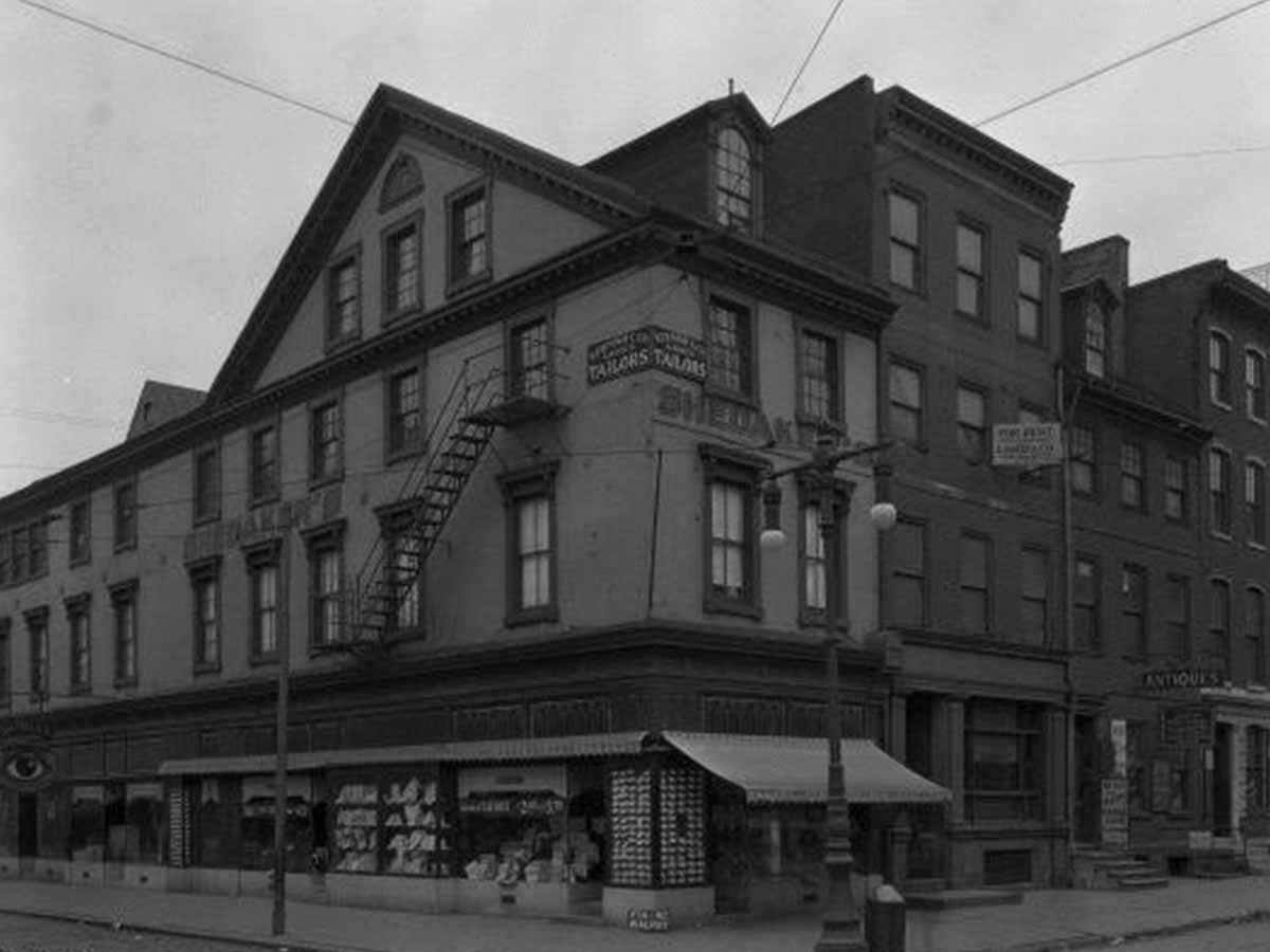 A picture from the past of the old steven singer building.