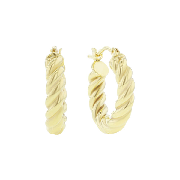 ピアス Glittering Golden Hoop Earrings (Medium) Gold Twisted Medium size Everyday Hoop Earrings, Sku#ZX134
