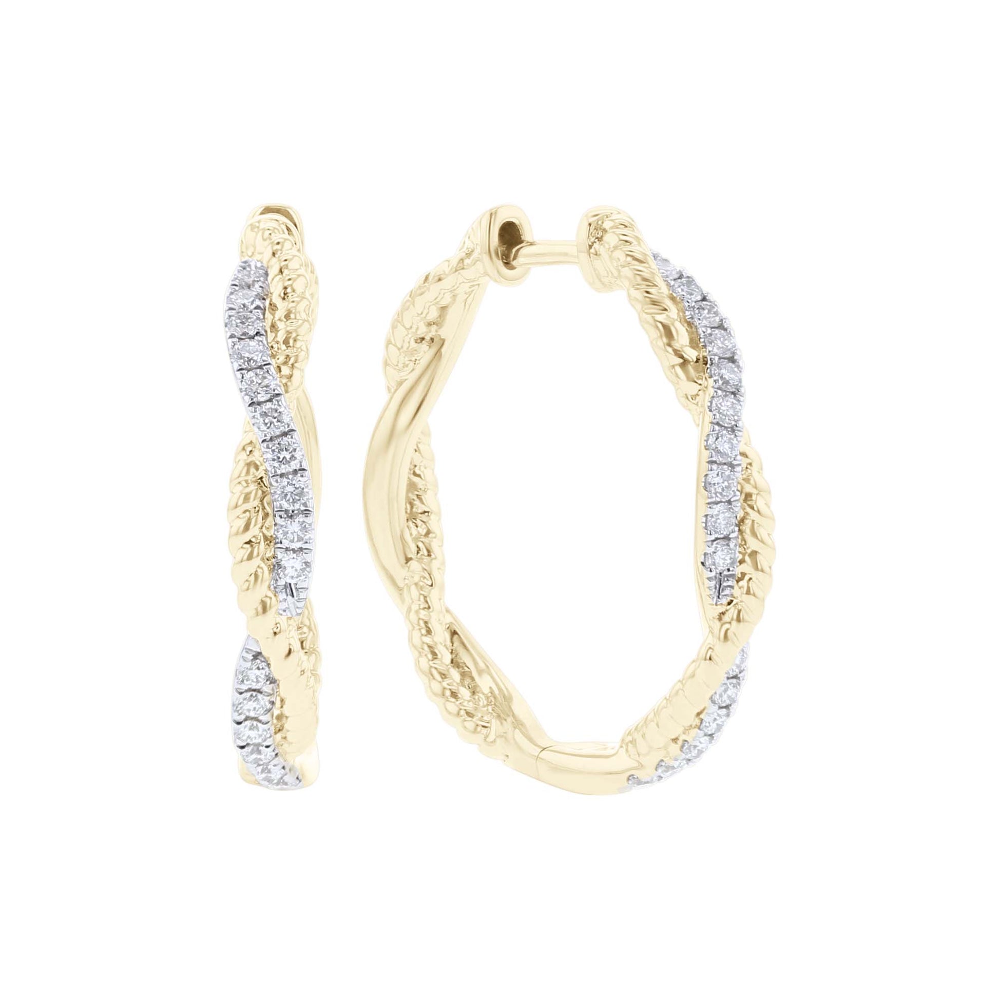 Joni Twisted Diamond Hoop Earrings