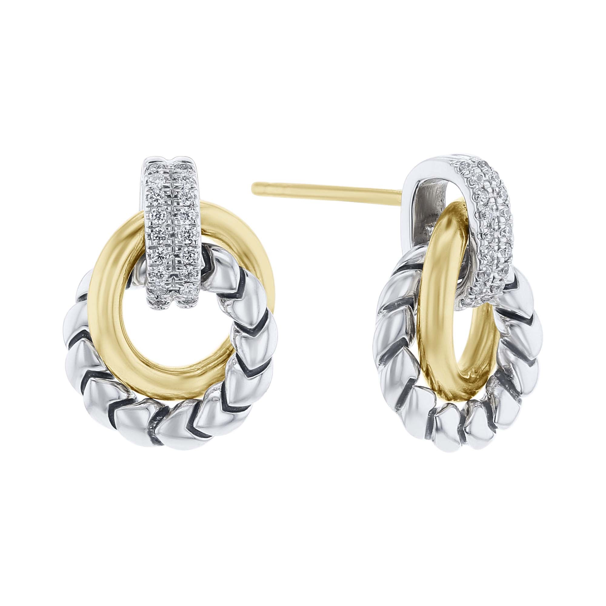 Silver Sloane Coupled Rings Diamond Earrings