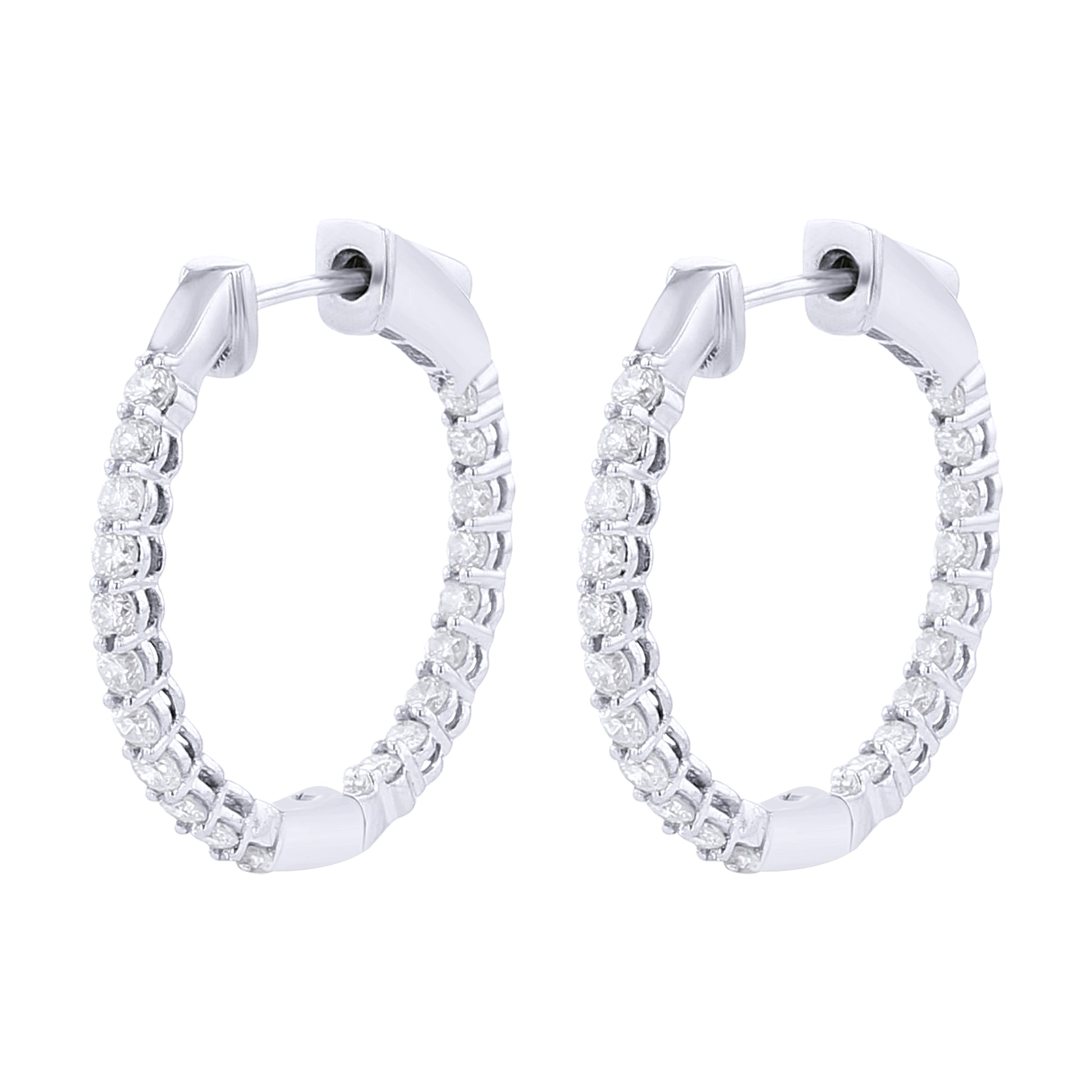 Harmonious Huggie Diamond Hoop Earrings 1 1/2 Ct