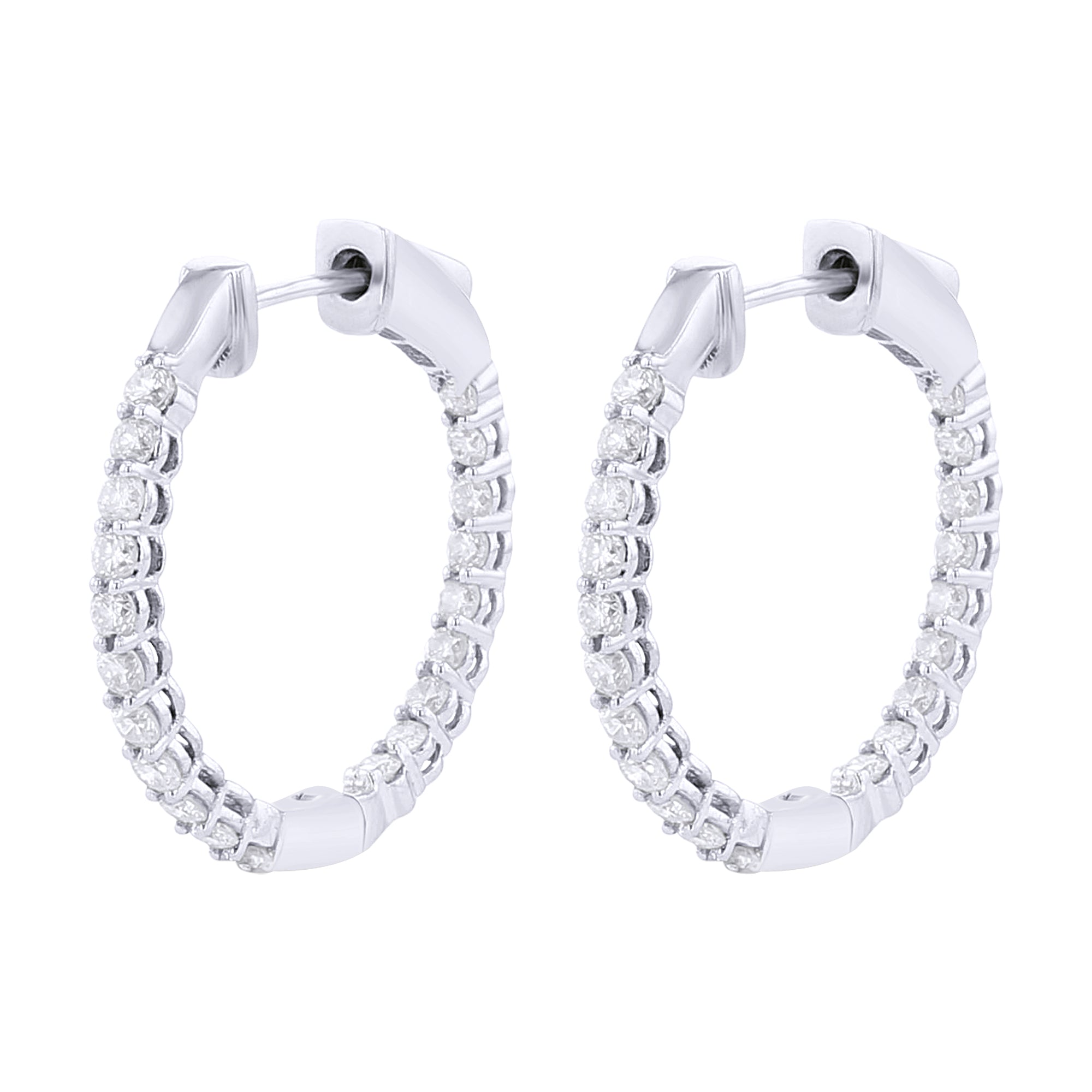 Harmonious Huggie Diamond Hoop Earrings 1 1/2 Ct