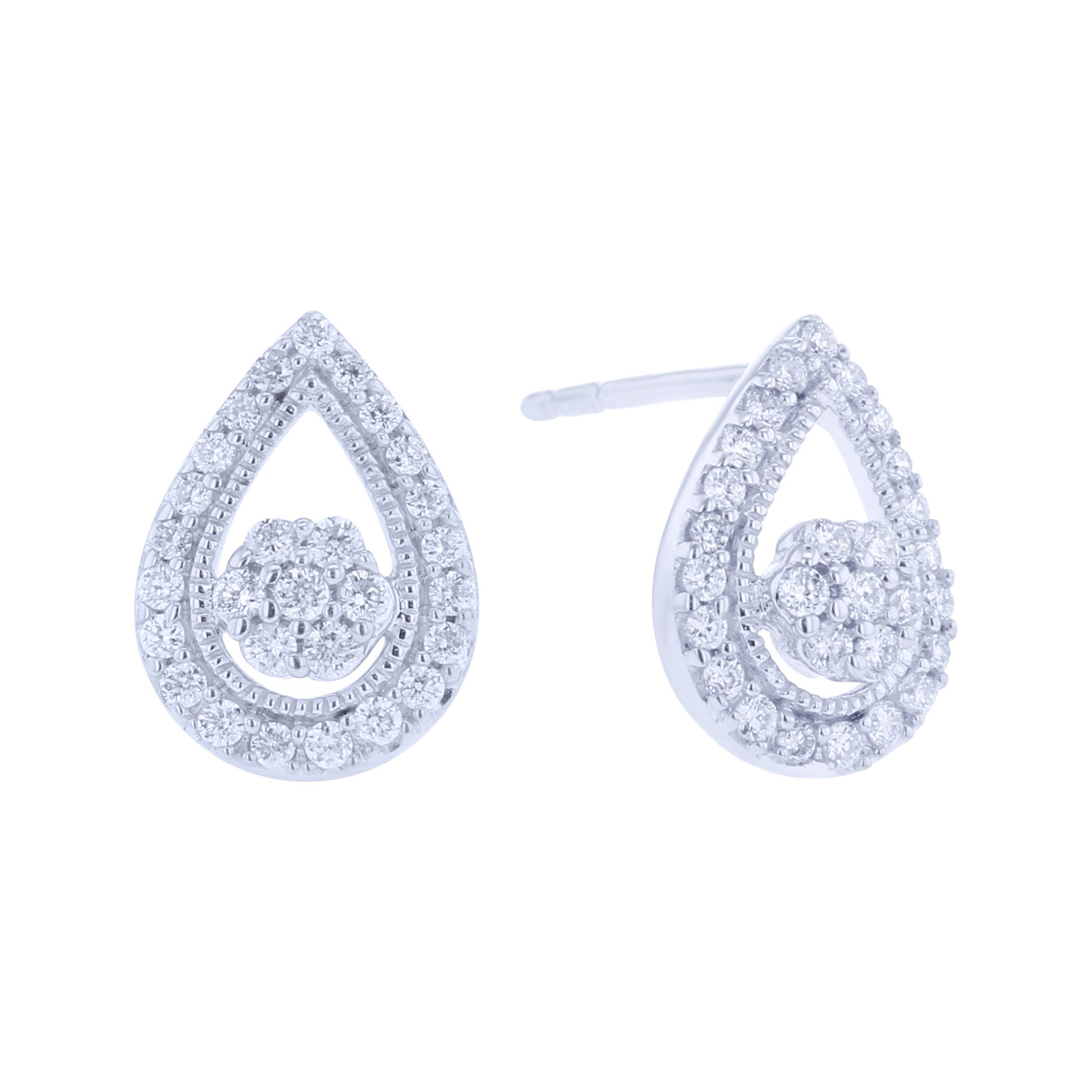 Silver Gumdrop Diamond Earrings