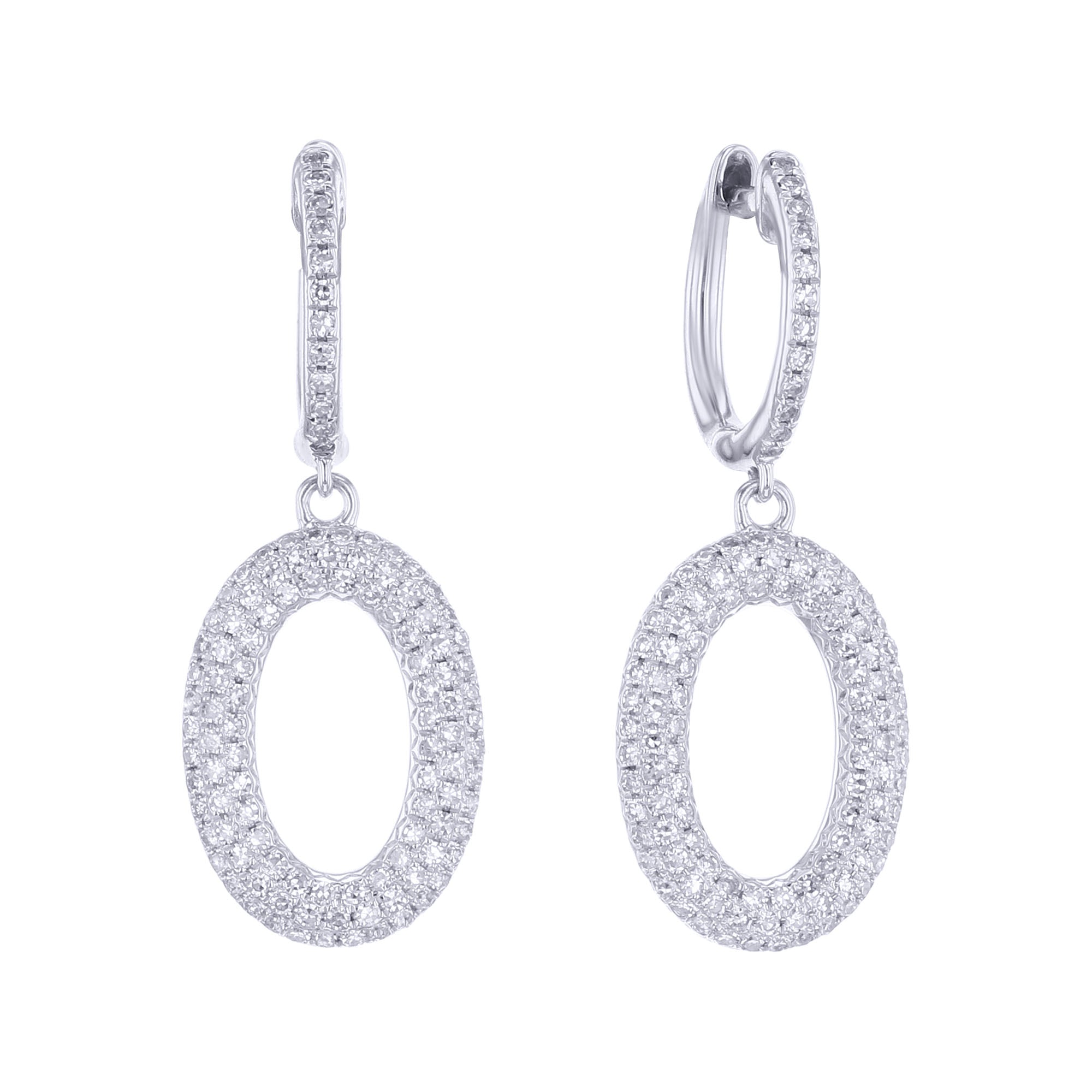 Oasis Pave Oval Diamond Earrings
