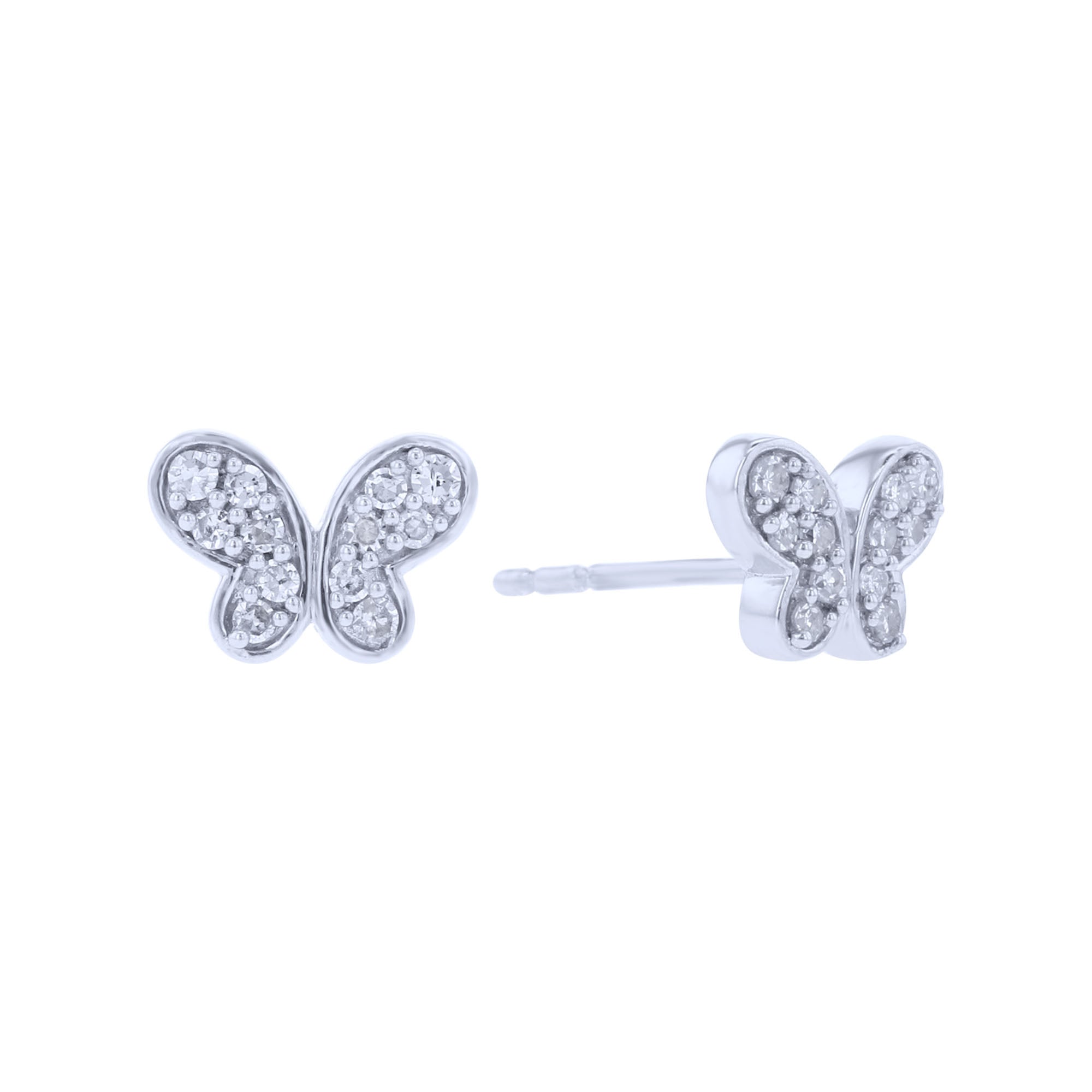 Silver Blissful Butterfly Diamond Earrings