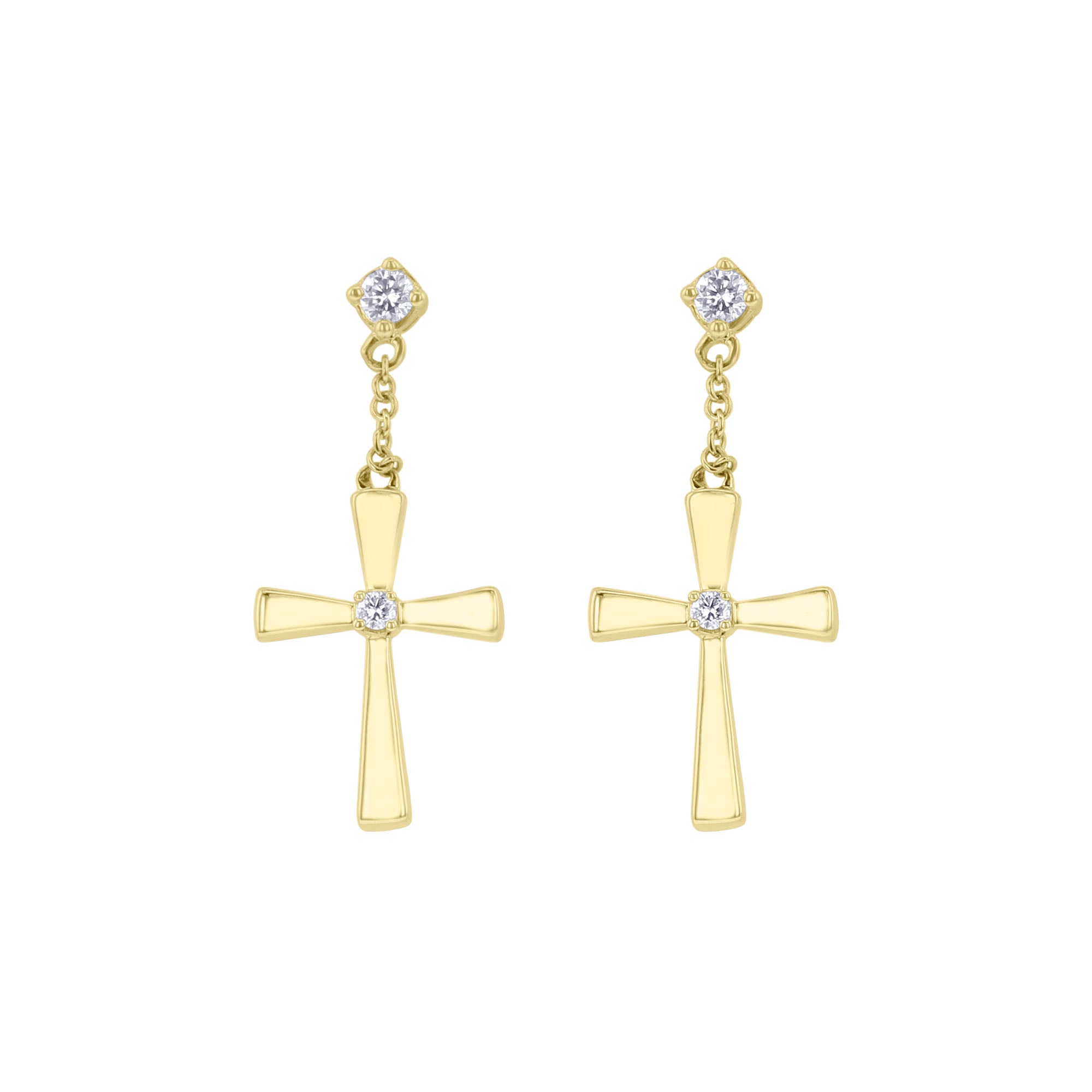 Gold Cluster Cross Diamond Earrings
