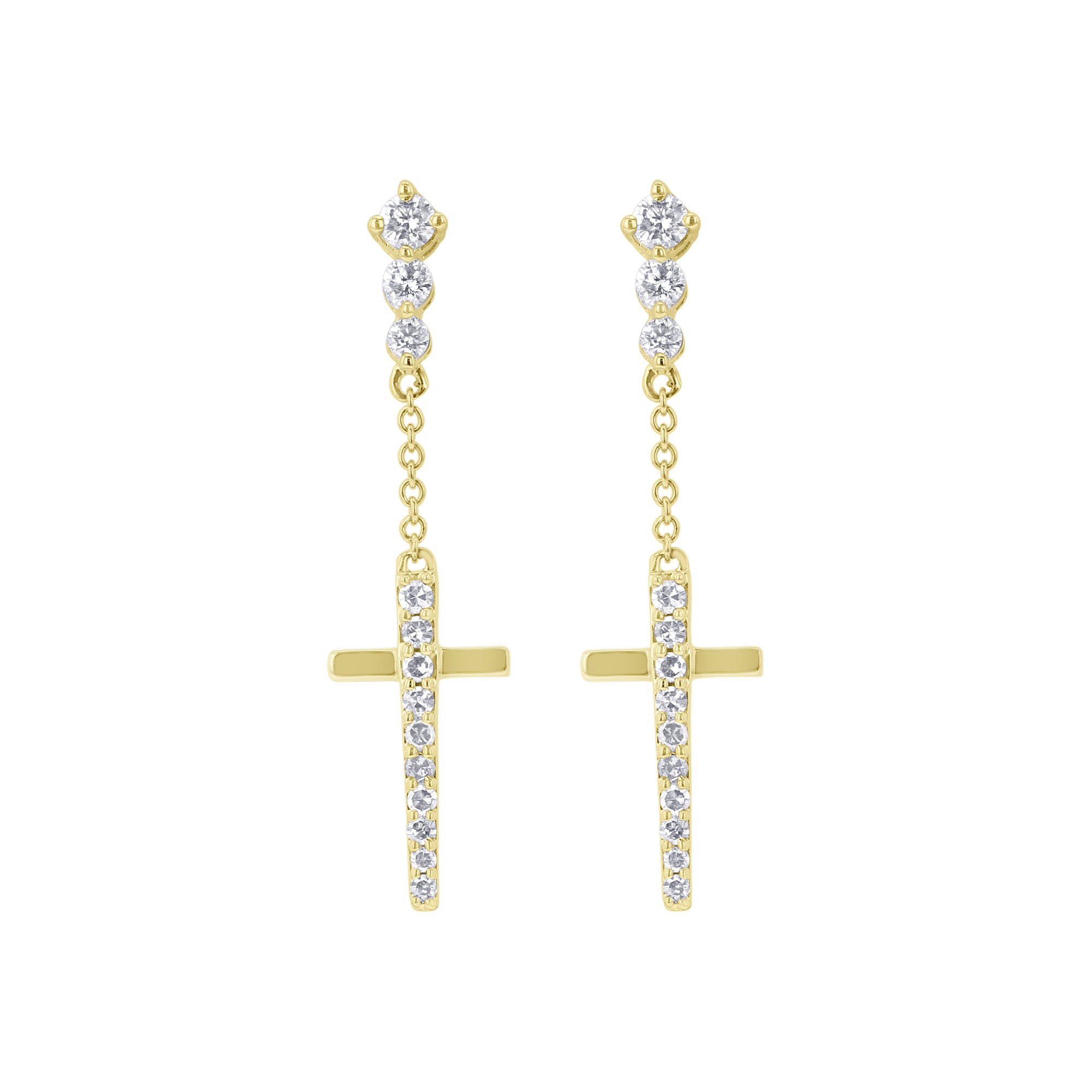 Divine Cross Diamond Drop Earrings