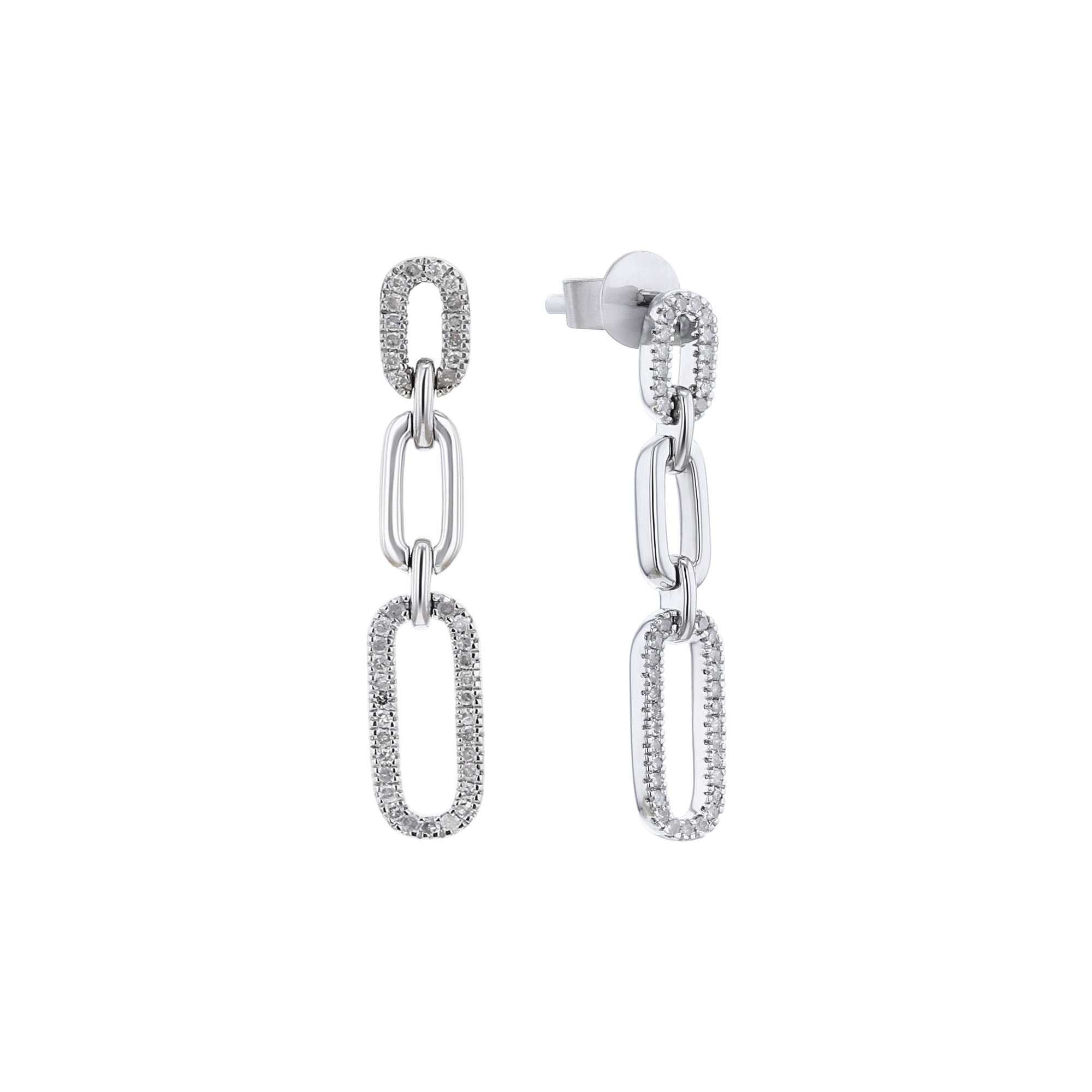 Silver Bristol Paper Clip Link Diamond Drop Earrings – Steven Singer ...