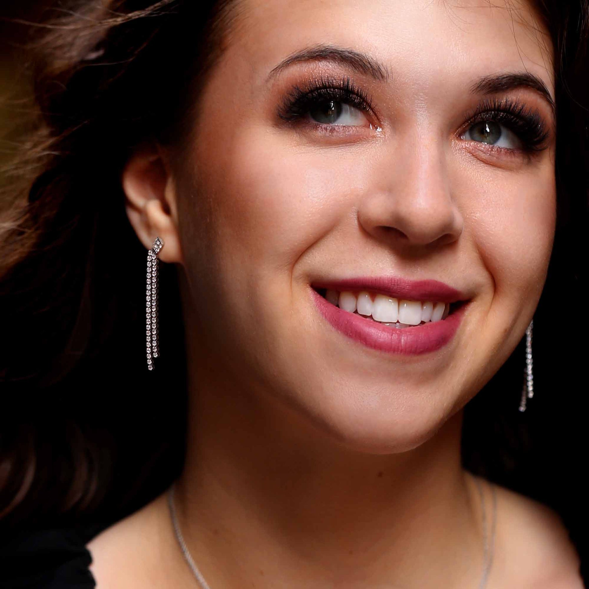 Crescent Falls Double Drop Diamond Earrings