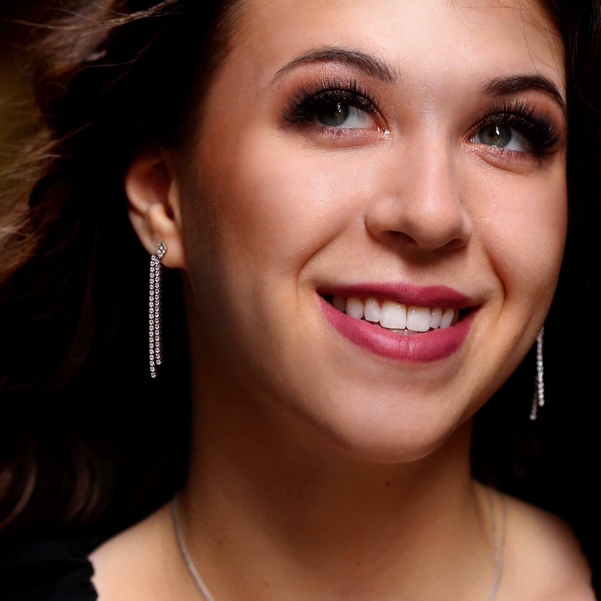 Crescent Falls Double Drop Diamond Earrings