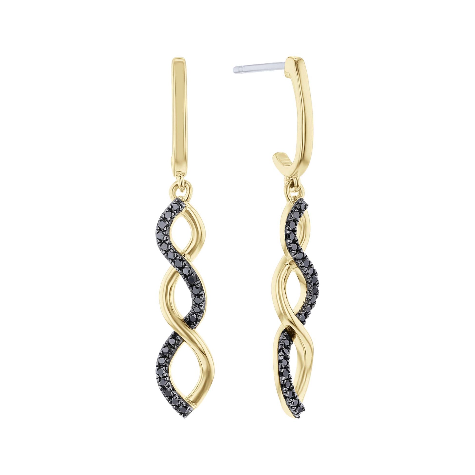 Silver Infinity Black Diamond Earrings