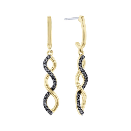 Silver Infinity Black Diamond Earrings