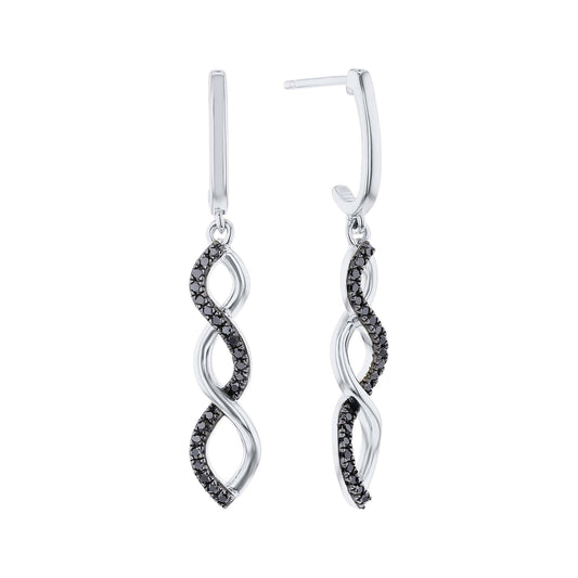 Silver Infinity Black Diamond Earrings